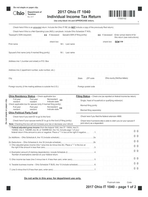 Ohio State Tax Forms Printable